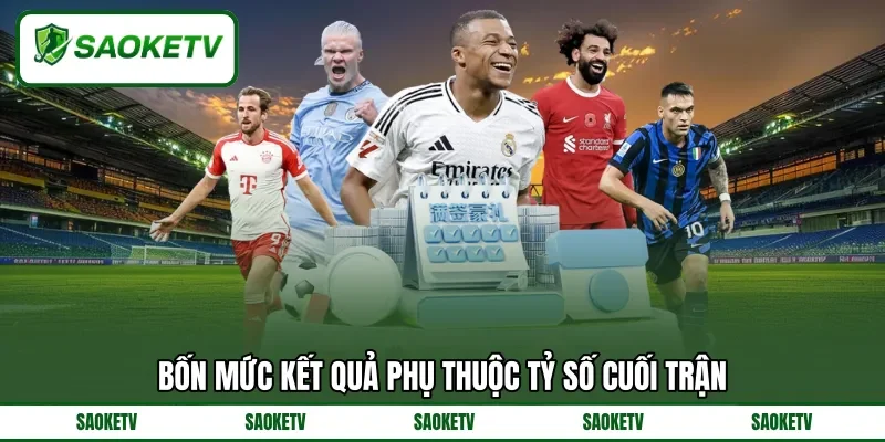 Bốn mức kết quả phụ thuộc tỷ số cuối trận Bốn mức kết quả phụ thuộc tỷ số cuối trận