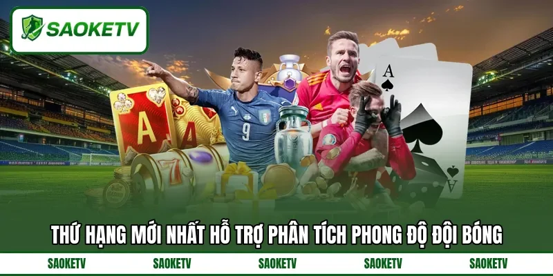 Thứ hạng mới nhất hỗ trợ phân tích phong độ đội bóng Thứ hạng mới nhất hỗ trợ phân tích phong độ đội bóng